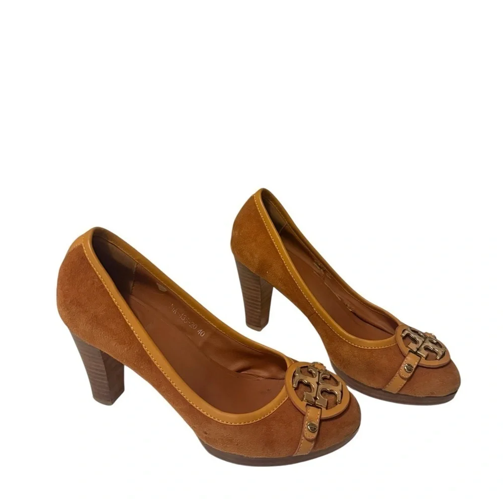 Tory Burch Elegant Orange Women's Heels, suede leather